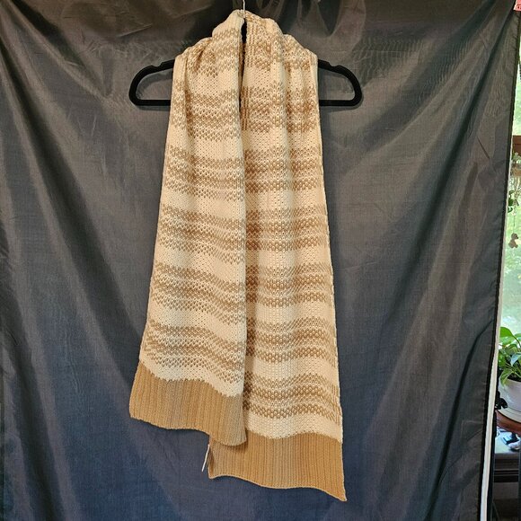 Calvin Klein tan and white scarf in like new condition. - Picture 1 of 3